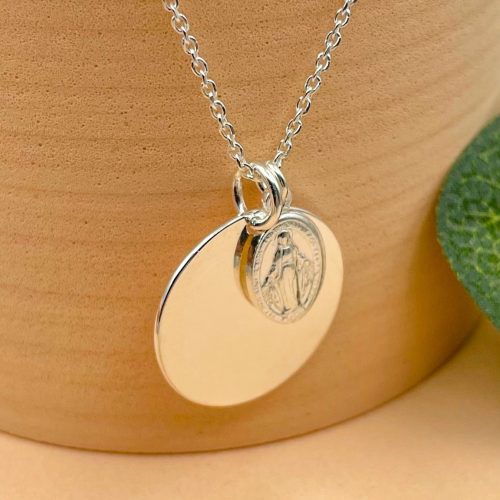 Collier médaille miraculeuse à personnaliser en argent | Vierge Marie