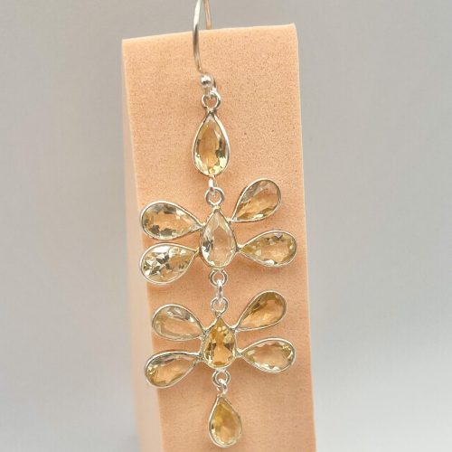 Boucles d’oreilles en argent et citrine jaune naturelle