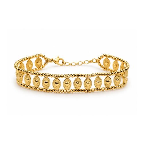 Bracelet Sacré-Cœur doré en acier inoxydable – bijou chrétien moderne pour femme